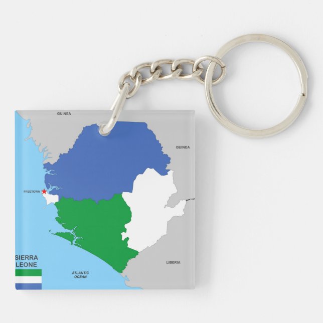 Llavero bandera de mapa político de sierra leona (Atrás)