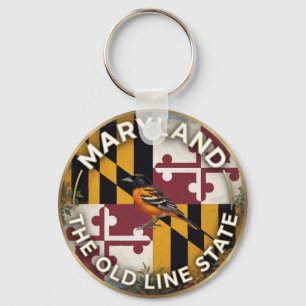 Llavero Bandera de Maryland y patrimonio del oriole de Bal