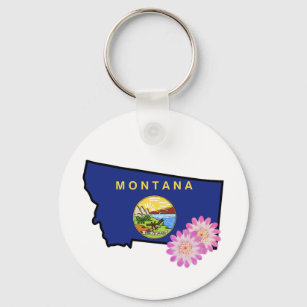 Llavero Bandera de Montana con imán bitterroot de flores e