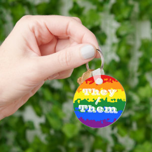 Llavero Bandera de orgullo gay personalizable funky boho c