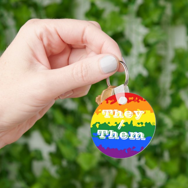 Llavero Bandera de orgullo gay personalizable funky boho c (Mano)