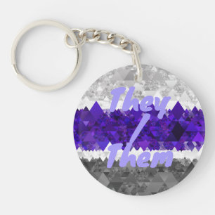 Llavero Bandera de orgullo Greygender geométrico boho retr
