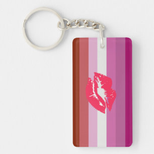 Llavero Bandera de orgullo lesbiana con lápiz labial