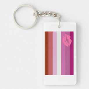 Llavero Bandera de orgullo lesbiana con lápiz labial