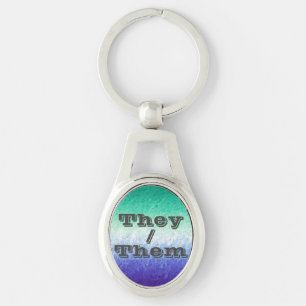 Llavero Bandera de orgullo MLM de pronombre personalizable