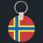 Llavero Bandera de Orkney<br><div class="desc">Cadena de claves con diseño con una bandera del histórico condado de Orkney,  en Escocia,  Gran Bretaña; bandera roja con cruz nórdica azul y amarilla</div>