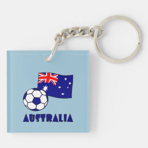 Llavero Bandera de pelota de fútbol de Australia azul Fond