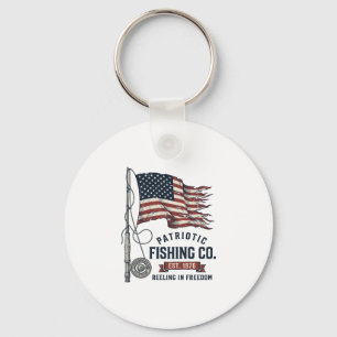 Llavero Bandera de pesca patriótica vintage diseño vectori