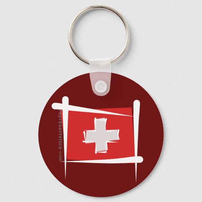 Llavero Bandera de pincel de Suiza (Anverso)