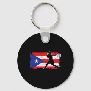 Llavero Bandera de Puerto Rico Lacrosse Lover Lax Jugador 