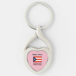 Llavero Bandera de Puerto Rico Personalización Azul