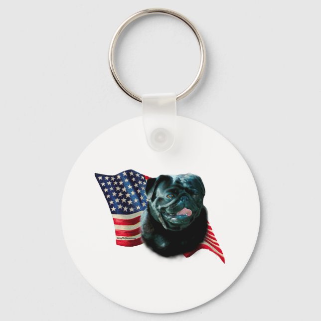 Llavero Bandera de Pug (blk) (Anverso)