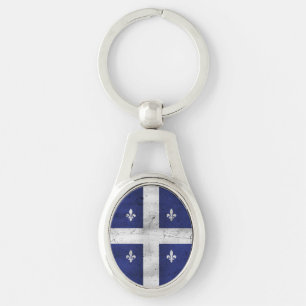 Llavero Bandera de Quebec estilo grunge erosionado