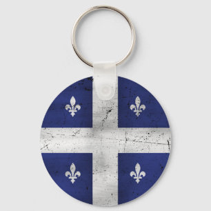 Llavero Bandera de Quebec estilo grunge erosionado