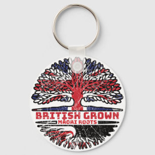 Llavero Bandera de raíces de árbol británico maorí