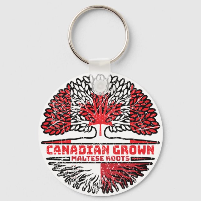 Llavero Bandera de raíces de árbol canadiense maltés de Ca (Anverso)