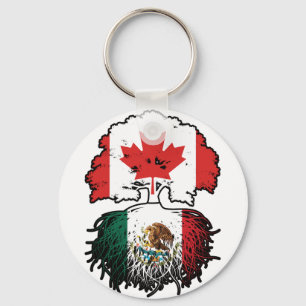Llavero Bandera de raíces de árbol de Canadá mexicano
