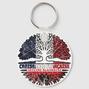 Llavero Bandera de raíces de árbol de Francia de Albania