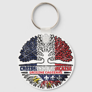 Llavero Bandera de raíces de árbol francés cajún francés c