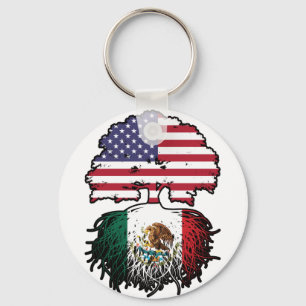 Llavero Bandera de raíces mexicanas norteamericanas en los