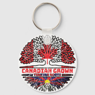 Llavero Bandera de raíces tibetanas canadienses de árboles