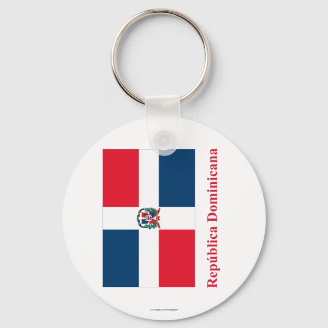 Llavero Bandera de República Dominicana con nombre en espa (Anverso)