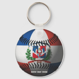 Llavero Bandera de República Dominicana cubierta de béisbo