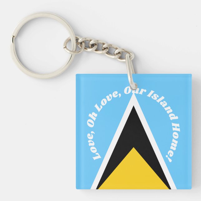 Llavero Bandera de Santa Lucía Tiras de frase del himno am (Frente)