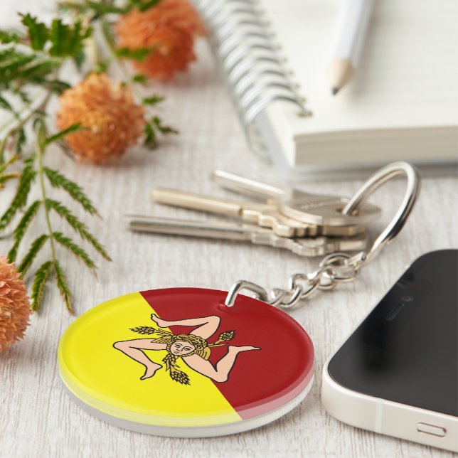 Llavero Bandera de Sicilia (Italia) (Frente Derecha)