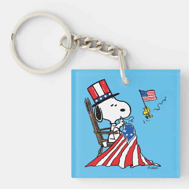 Llavero Bandera de Snoopy Sgire el 4 de julio (Frente)