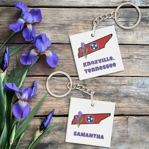 Llavero Bandera de Tennessee con Personalizado Iris de flo