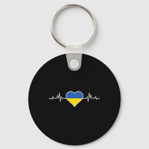 Llavero Bandera de Ucrania con corazón latido de amor ucra