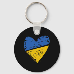 Llavero Bandera de Ucrania Corazón Garabateado Coloreado A