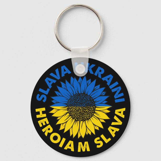 Llavero Bandera de Ucrania de Slava Ukraini Heroiam Slava (Anverso)
