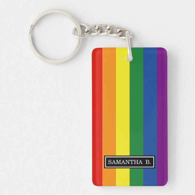 Llavero Bandera del arco iris del orgullo gay (Frente)