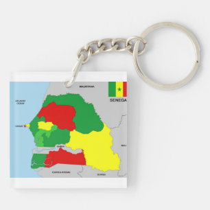 Llavero bandera del mapa del país Senegal