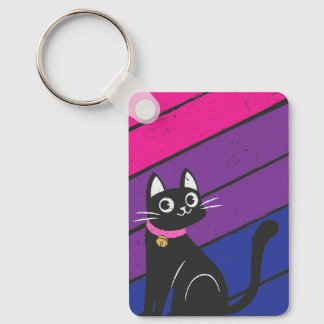 Llavero Bandera del Orgullo Bisexual y Gato Bisexual