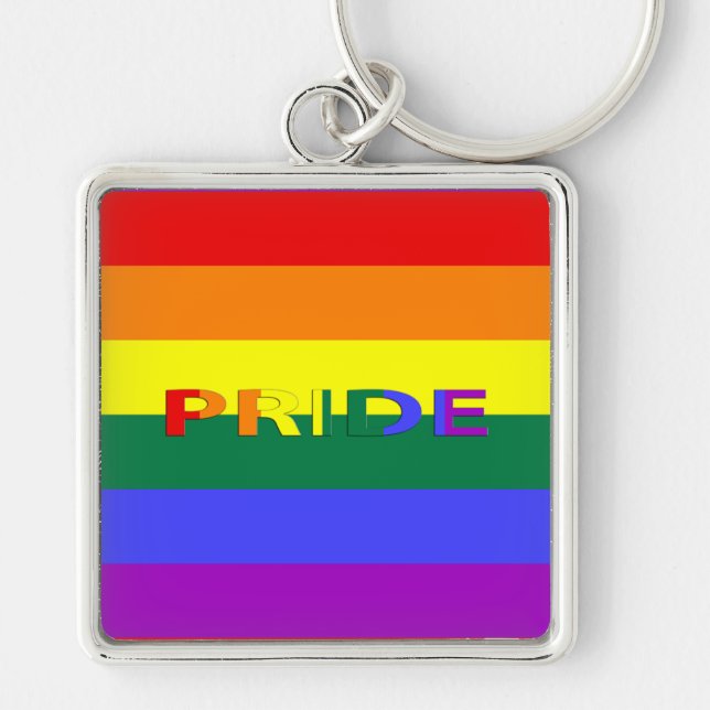 Llavero Bandera del orgullo gay LGBT Premium Square Keycha (Frente)