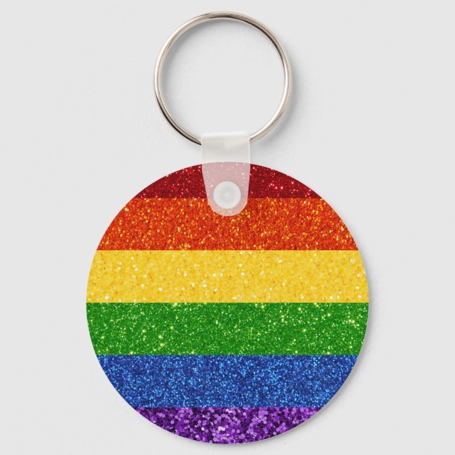 Llavero Bandera del orgullo gay Purpurina LGBT (Anverso)