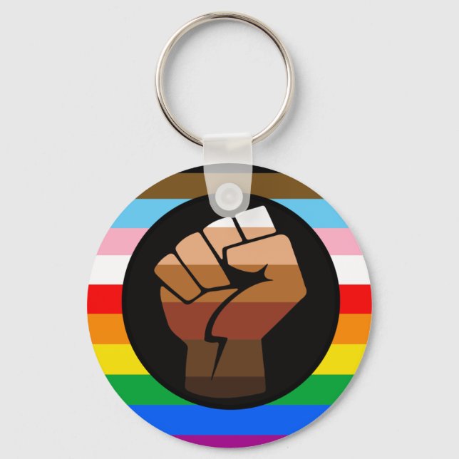 Llavero Bandera del orgullo POC del progreso LGBTQ+ (Anverso)
