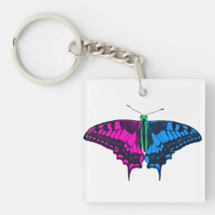 Llavero Bandera del Orgullo Polisexual Mariposa de cerda