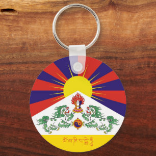 Llavero Bandera del Tibet y los Leones de Nieve, mantra- L