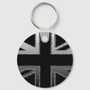 Llavero Bandera del Union Jack del gris negro y de plata
