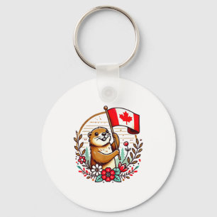 Llavero Bandera divertida del día de Canadá de marmota can