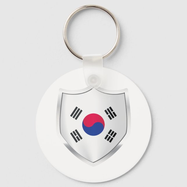 Llavero Bandera Escudo Plateado de Corea (Anverso)