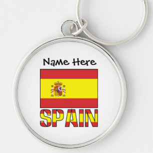 Llavero Bandera española de España personalizada en negro