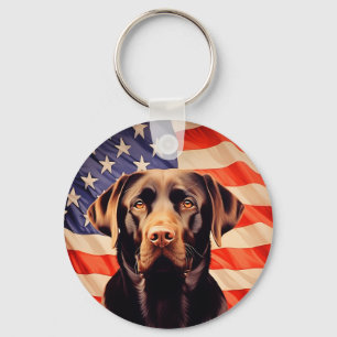 Llavero Bandera estadounidense Chocolador Labrador