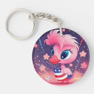 Llavero Bandera estadounidense con Personalizado Flamingo-