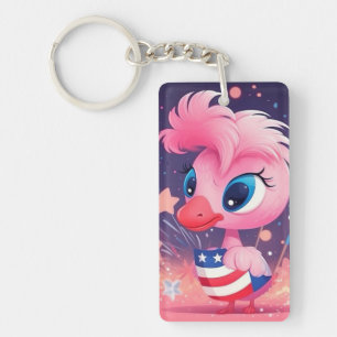 Llavero Bandera estadounidense con Personalizado Flamingo-