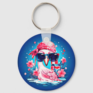Llavero Bandera estadounidense con Personalizado Flamingo-